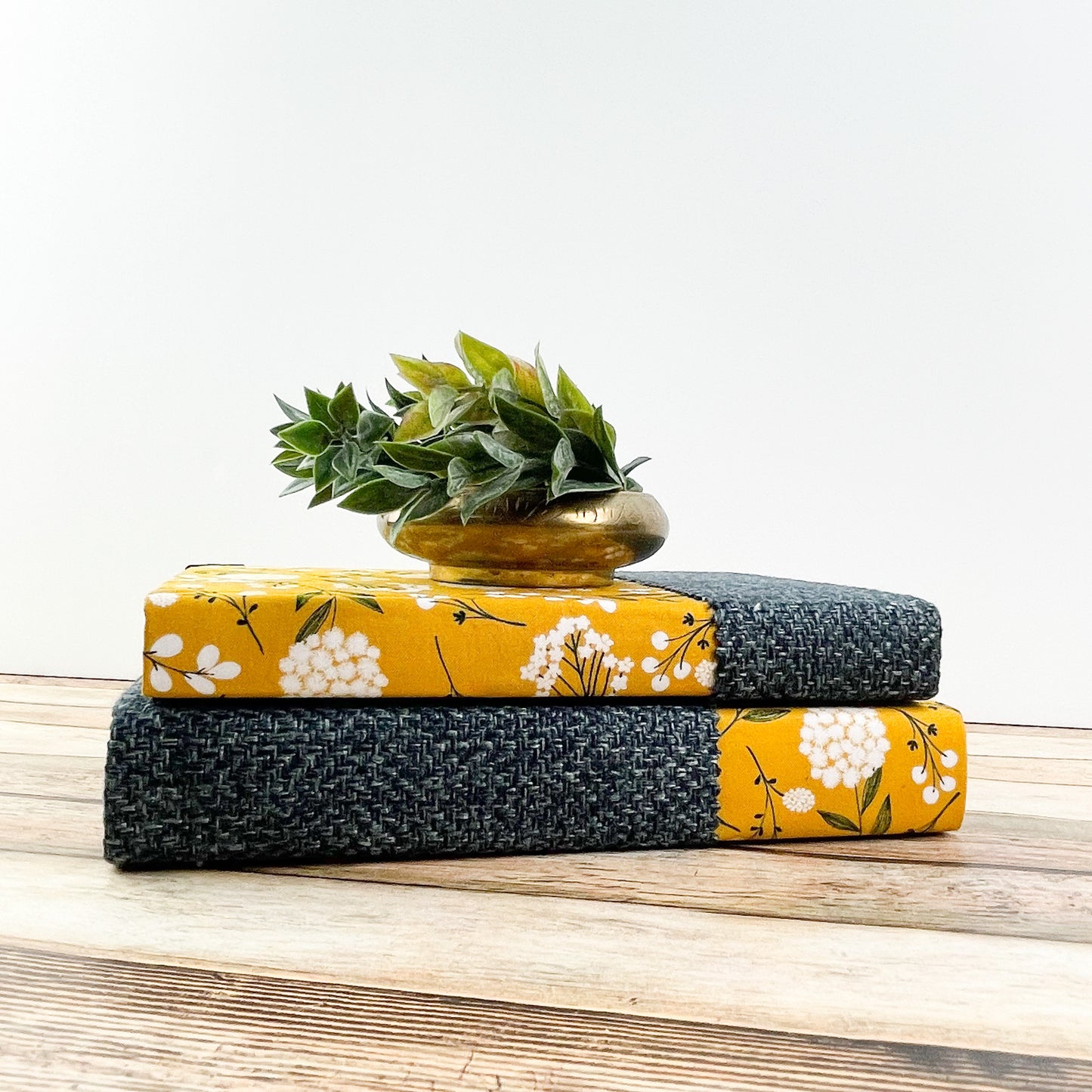 Navy and Yellow Floral Decorative Books