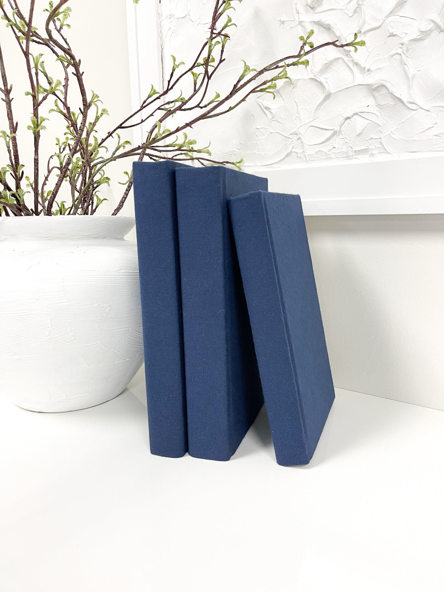 Solid Navy Blue Fabric Covered Book