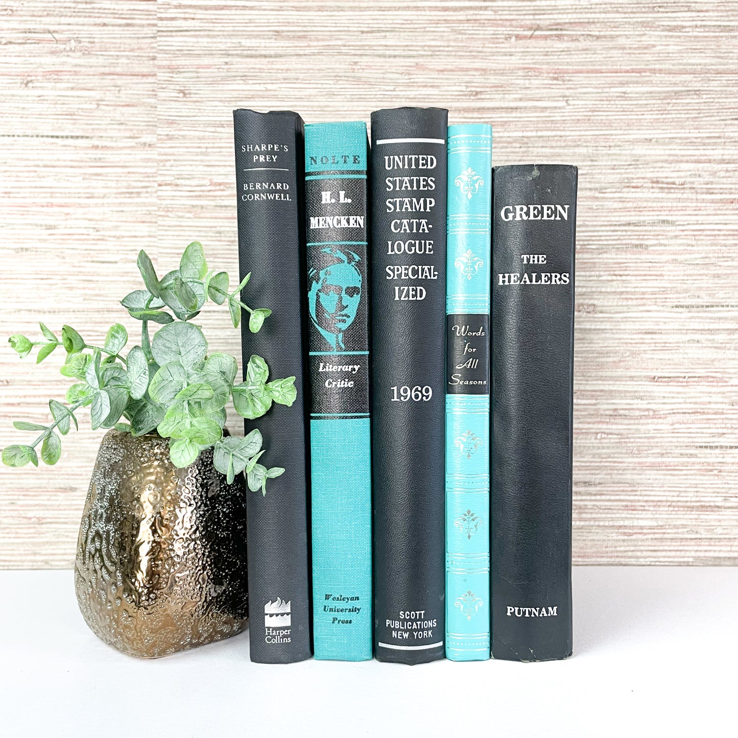 Green and Black Books for Mantel Decor