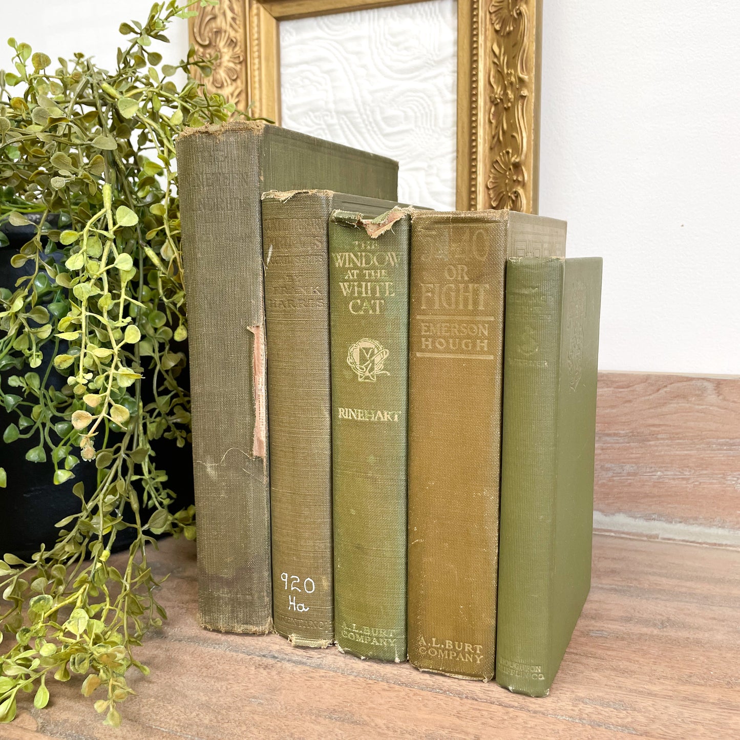 Vintage Green Book Set for Home Decor