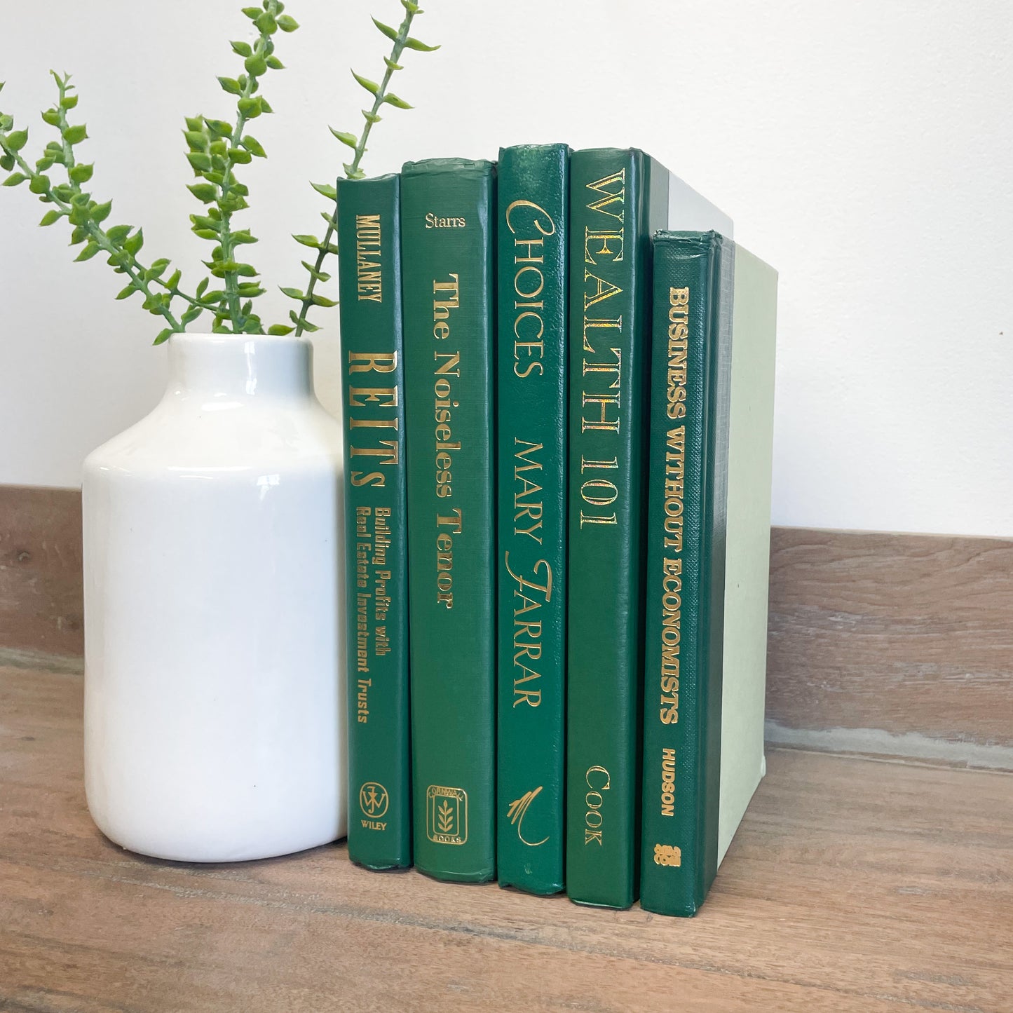 Modern Green Book Set for Shelf Decor