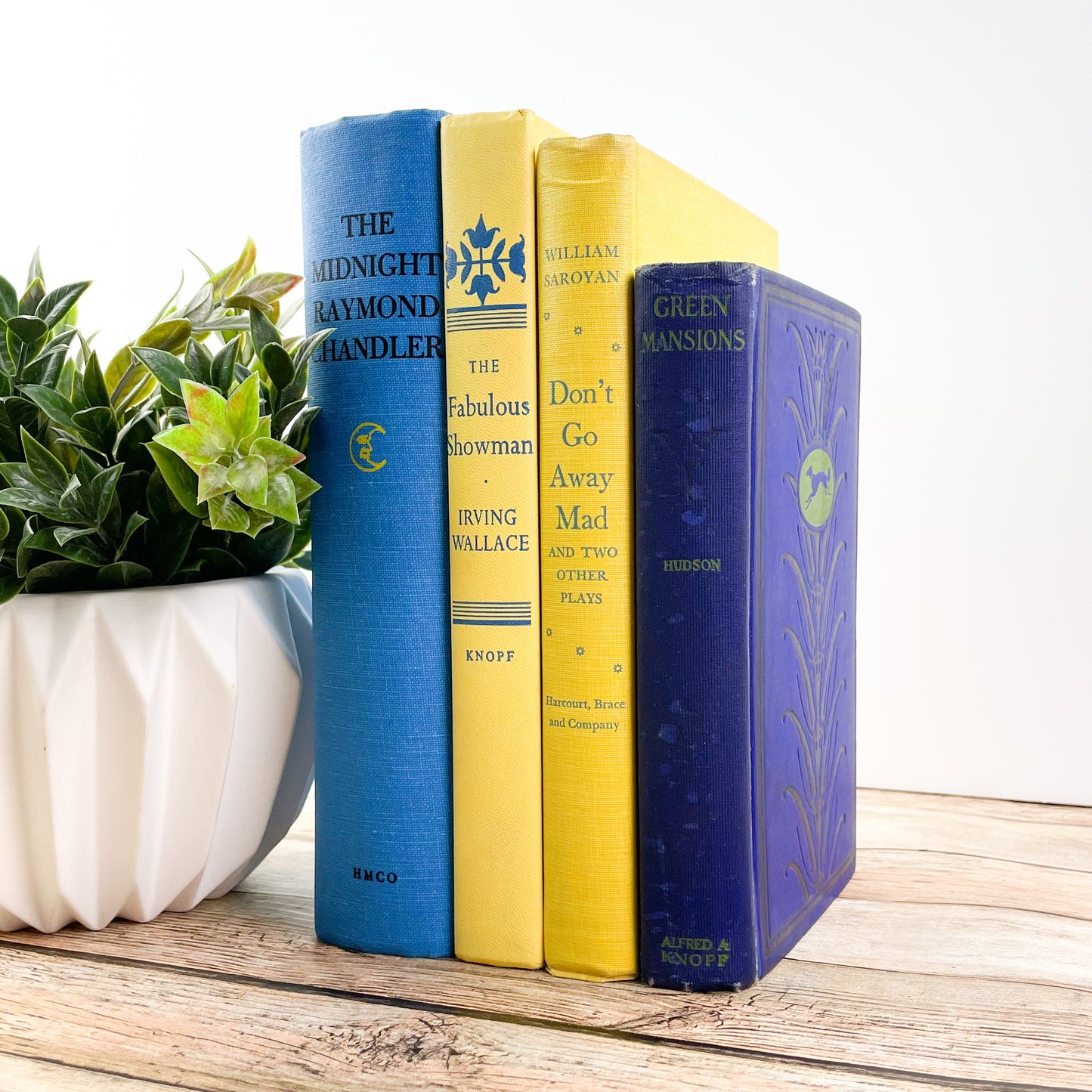 Yellow and Blue Books for Shelf Decor