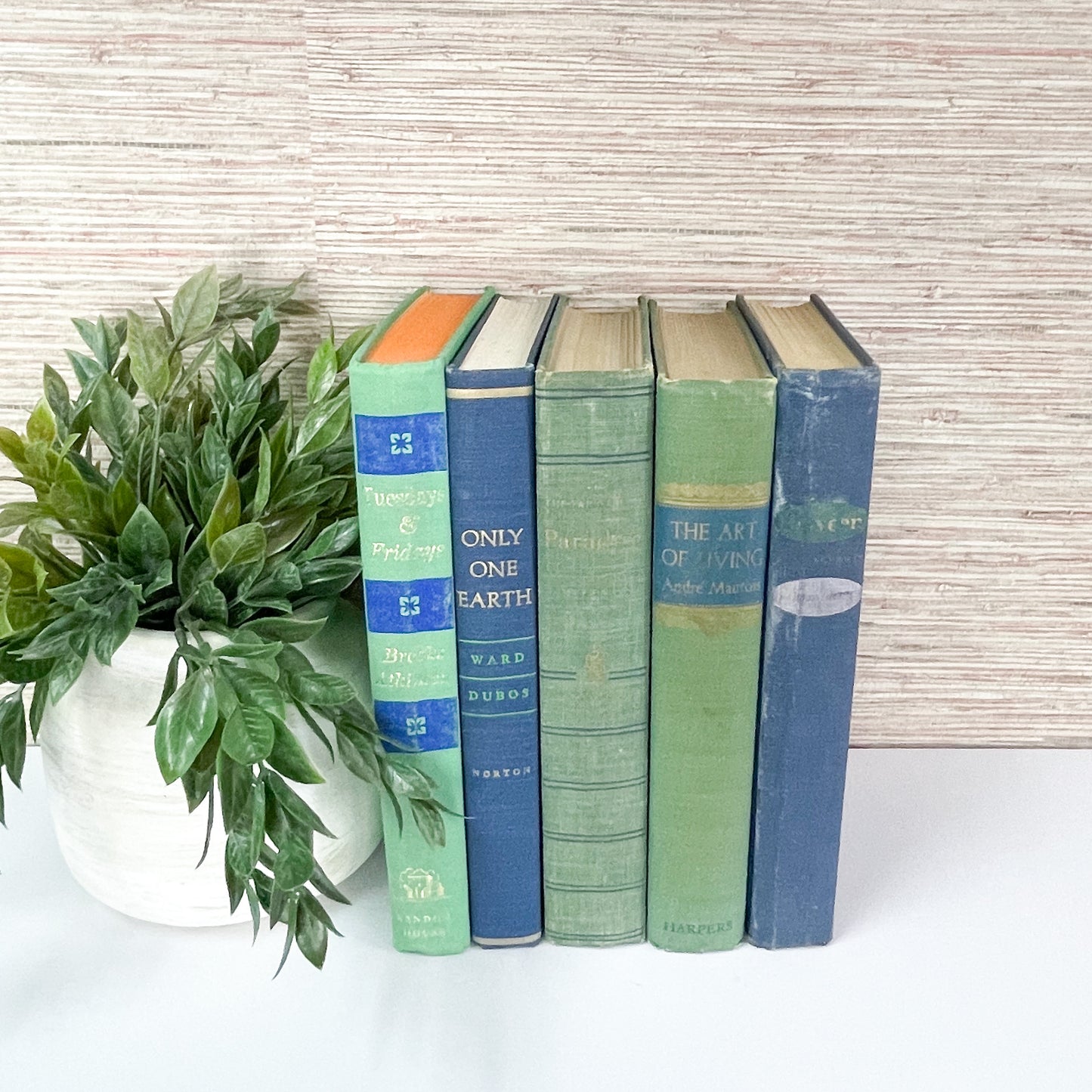 Green and Blue Vintage Books for Home Decor