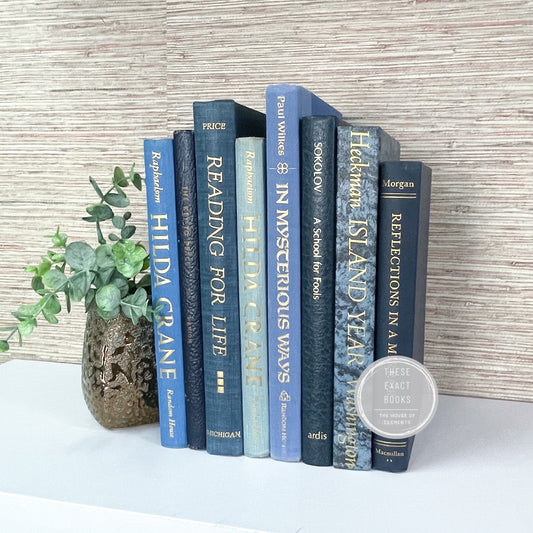 Shades of Blue Decorative Books for Mantel Decor