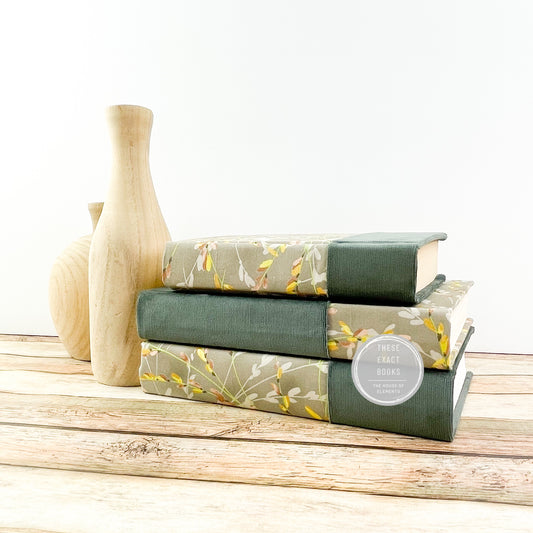 Gray Floral Decorative Book Set