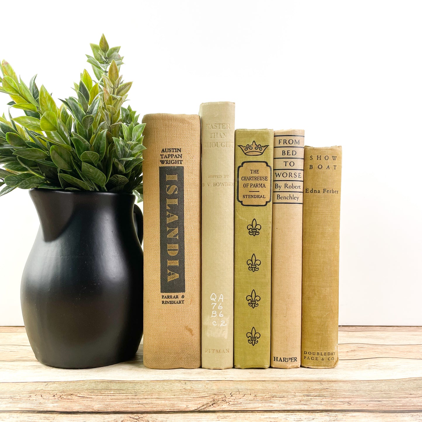 Light Green and Cream Books for Home Accents