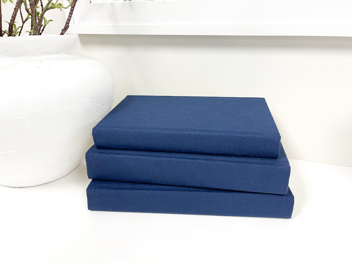 Solid Navy Blue Fabric Covered Book