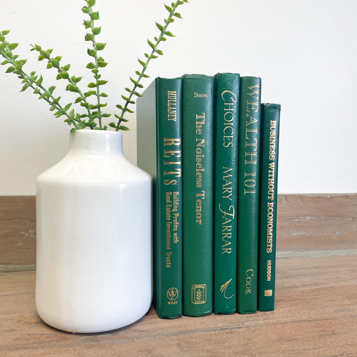 Modern Green Book Set for Shelf Decor