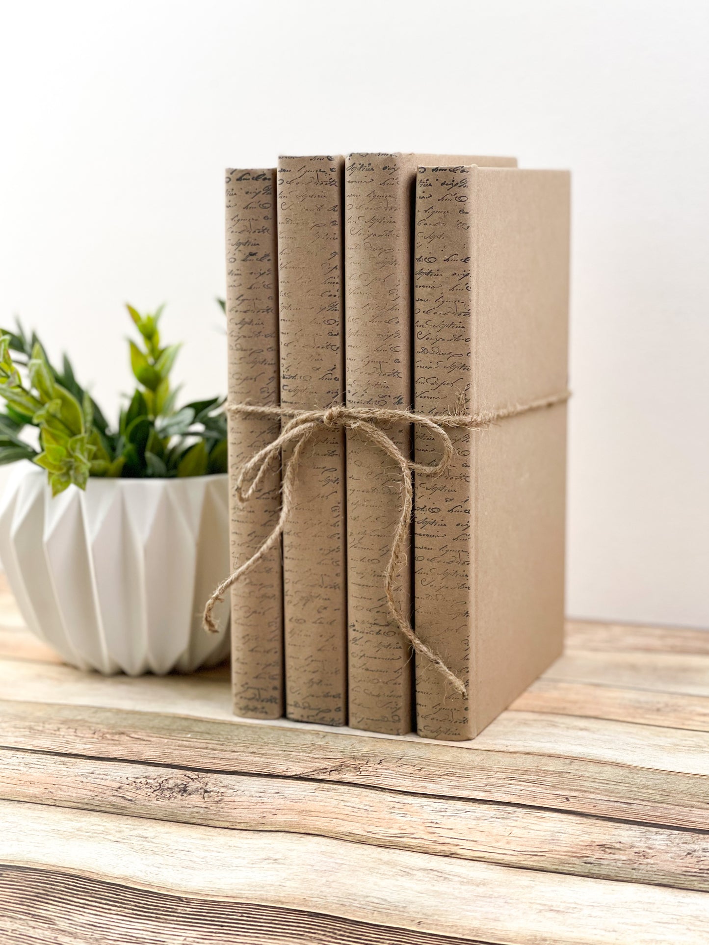 Kraft Wrapped Books with Script