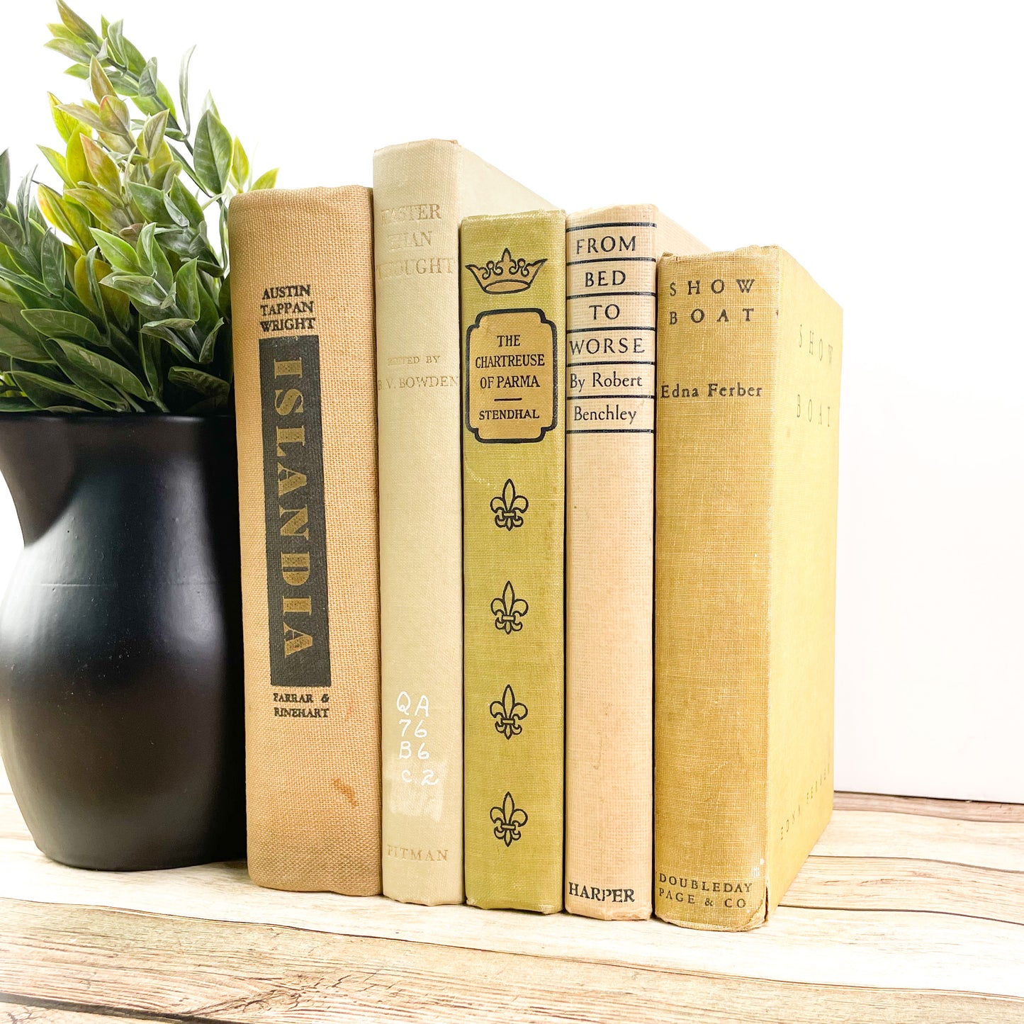 Light Green and Cream Books for Home Accents